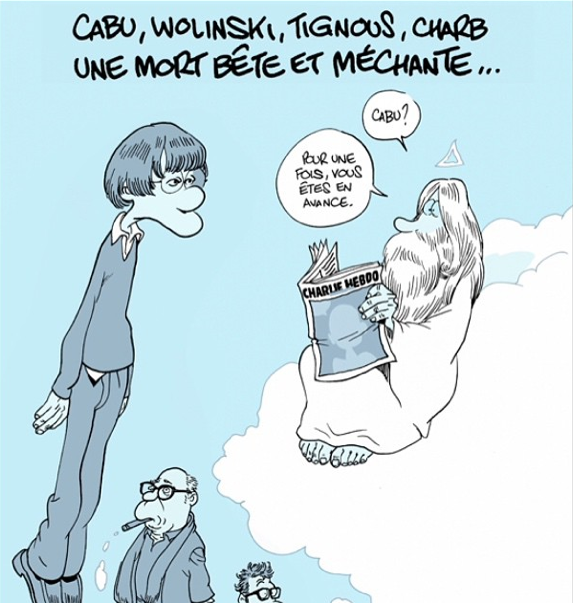 Cabu, Wolinski, Tignous, Charb. Une mort bête et méchante.