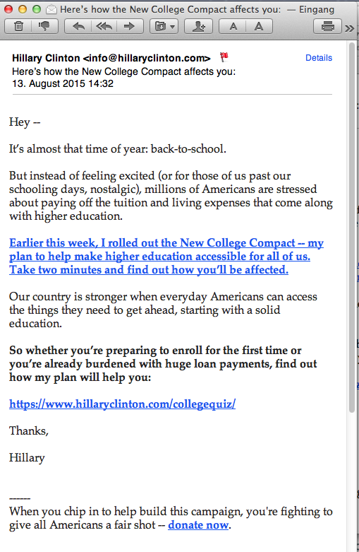 Email 38 about college plan