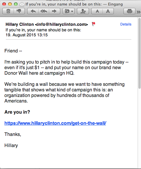 Email from Hillary Clinton - 43th
