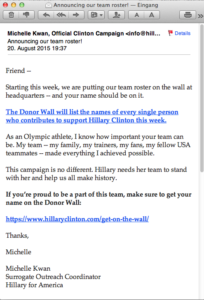 45th email from Hillary Clinton's team