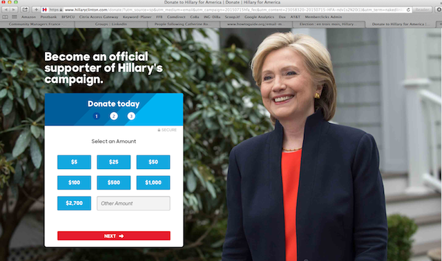 Email Campaign Hillary Clinton - Landing page