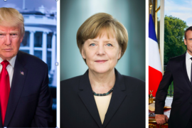 Officials portraits of Trump, Merkel, and Macron